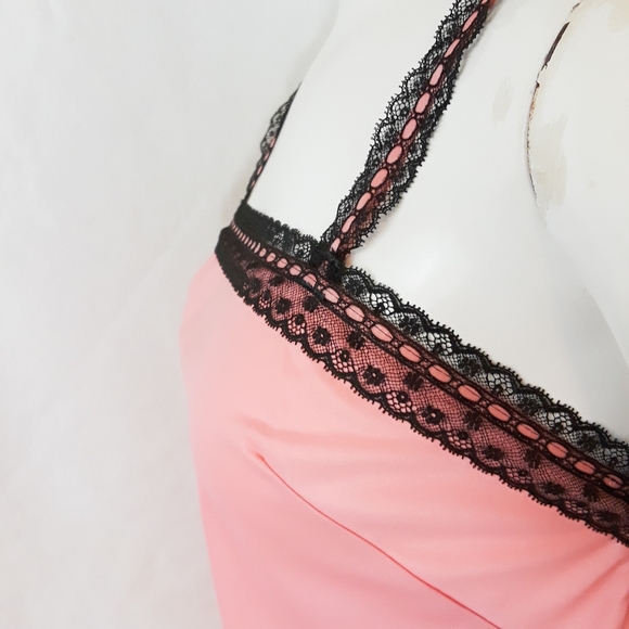 Vintage Van Roalte Pink Black Eyelet Lace Slip 32 - Picture 7 of 11